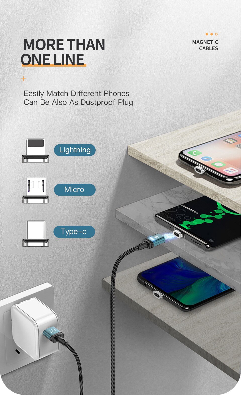 KUULAA LED Magnetic USB Cable 3A Fast Charging Type C Cable Magnet Charger Micro USB Cable for iPhone xiaomi poco samsung cord KUULAA LED Magnetic USB Cable 3A Fast Charging Type C Cable Magnet Charger Micro USB Cable for iPhone xiaomi poco samsung cord