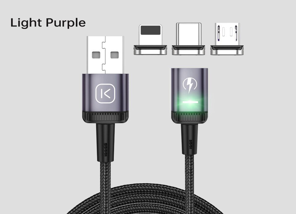 KUULAA LED Magnetic USB Cable 3A Fast Charging Type C Cable Magnet Charger Micro USB Cable for iPhone xiaomi poco samsung cord KUULAA LED Magnetic USB Cable 3A Fast Charging Type C Cable Magnet Charger Micro USB Cable for iPhone xiaomi poco samsung cord