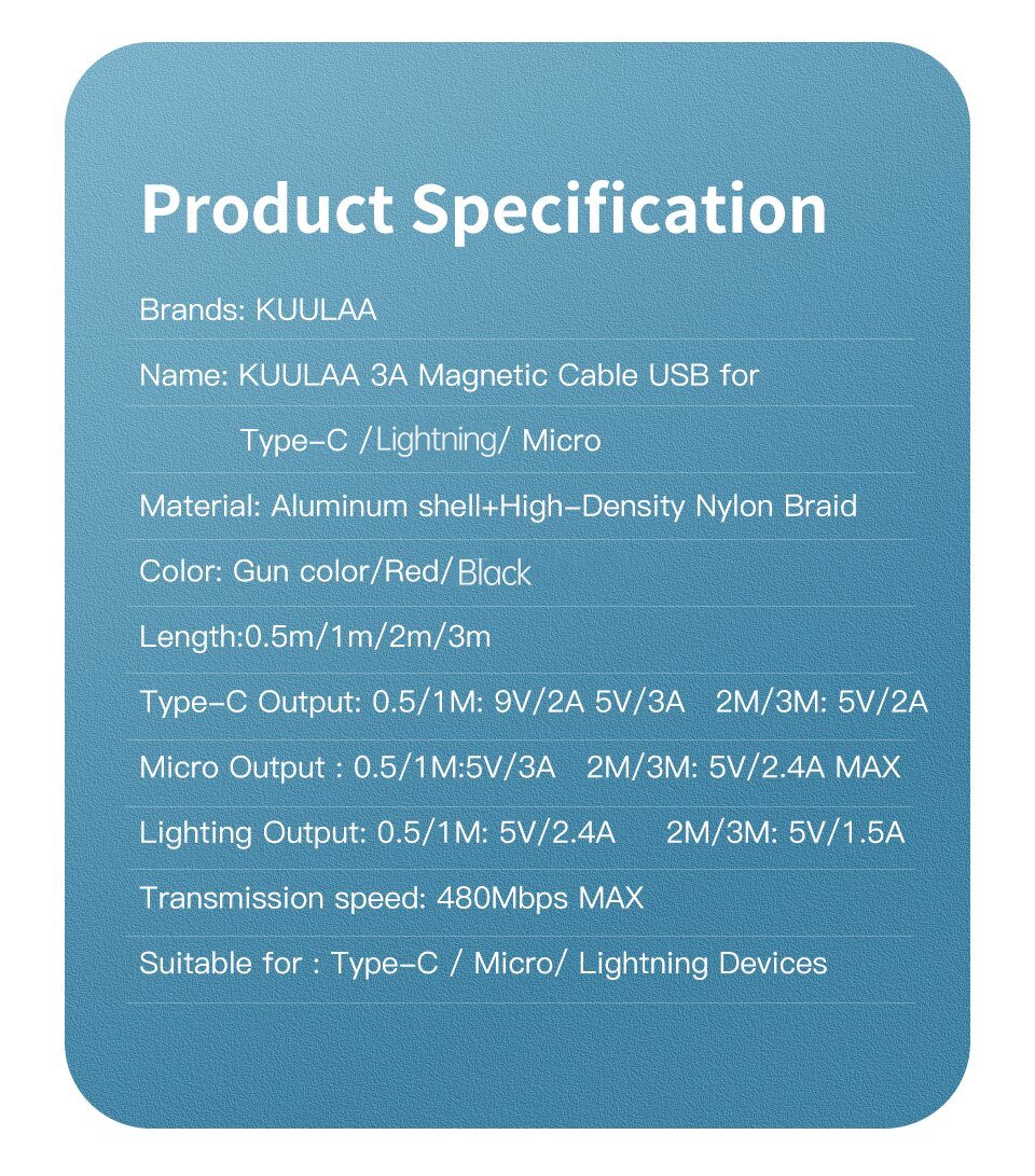 KUULAA LED Magnetic USB Cable 3A Fast Charging Type C Cable Magnet Charger Micro USB Cable for iPhone xiaomi poco samsung cord KUULAA LED Magnetic USB Cable 3A Fast Charging Type C Cable Magnet Charger Micro USB Cable for iPhone xiaomi poco samsung cord